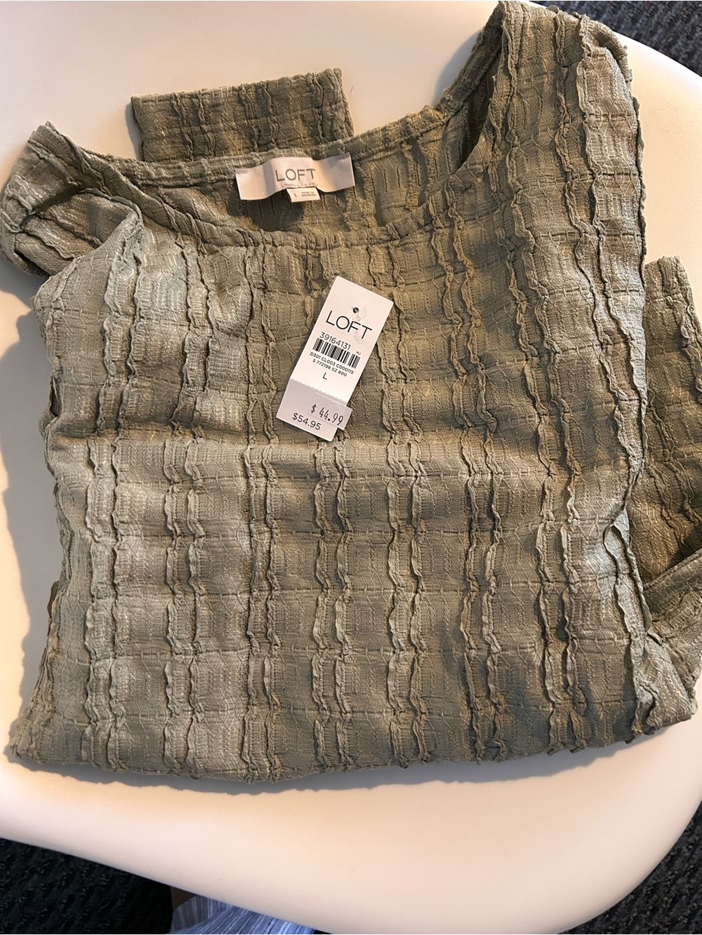 LOFT Olive Green Textured Long Sleeve Top
